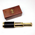 3-section brass telescope in wood box, Power 8X
